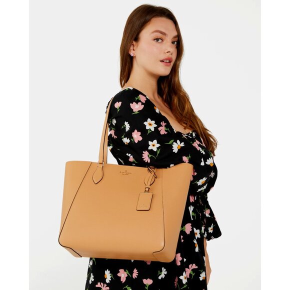 New Kate Spade Poppy Large Leather Tote Tiramisu Mousse - Picture 4 of 5